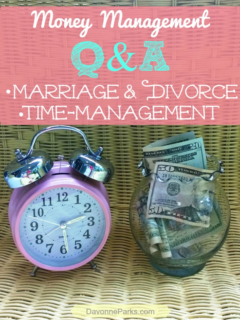 Reader Questions Answered about money management, including marriage, divorce, and time-management. Insightful post with tips and book recommendations!!